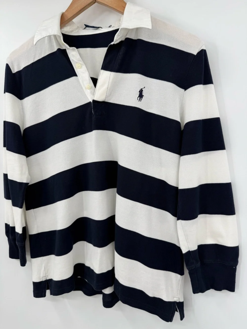 ✦ Ralph Lauren Sport Striped Rugby Polo | Navy / White | M/L - Picture 3 of 6